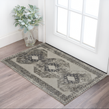 2' X 3' Gray And Ivory Abstract Distressed Area Rug