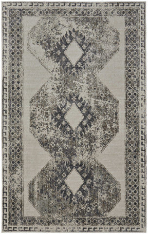 2' X 3' Gray And Ivory Abstract Distressed Area Rug