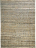 2' X 3' Gold And Tan Geometric Hand Knotted Distressed Area Rug