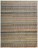 8' X 10' Navy Blue And Ivory Striped Washable Indoor Outdoor Area Rug