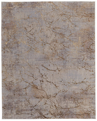 2' X 3' Tan Brown and Taupe Abstract Power Loom Area Rug