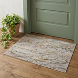 2' X 3' Taupe Green and Tan Abstract Power Loom Area Rug