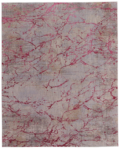 2' X 3' Pink Gray and Taupe Abstract Power Loom Area Rug