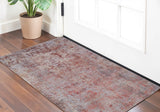 2' X 3' Red Gray and Pink Abstract Power Loom Area Rug