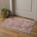 2' X 3' Red Gray and Pink Abstract Power Loom Area Rug