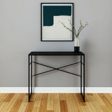 39" Brown and Black Wood and Metal H-Shape Computer Desk