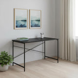 47" Black Wood and Stainless Steel Computer Desk