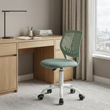 Teal and White Adjustable Height Swivel Rolling Office Chair