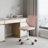 Pink and White Adjustable Height Swivel Rolling Office Chair