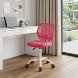 Pink and White Adjustable Height Swivel Rolling Office Chair