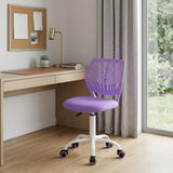 Purple and White Adjustable Height Swivel Rolling Office Chair