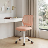 Baby Pink and White Adjustable Height Swivel Rolling Office Chair