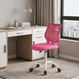 Pink and White Adjustable Height Swivel Rolling Office Chair