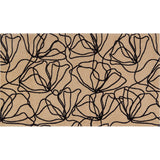 2' X 4' Beige And Black Floral Washable Area Rug With UV Protection