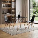 32" Black and Natural Wood Round Top Dining Table