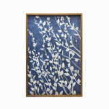 Azure Blossoms Brown Framed Canvas Wall Art