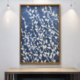 Azure Blossoms Brown Framed Canvas Wall Art