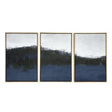 Set Of Three Sapphire Abstract Gold Floater Frame Wall Art