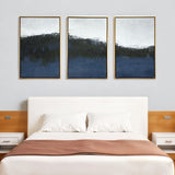 Set Of Three Sapphire Abstract Gold Floater Frame Wall Art