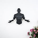 6" X 4" Black Resin Bursting Man Hanging Dimensional Sculpture