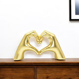 4" Gold Resin Heart Hands Tabletop Sculpture