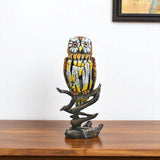 8" Brown Yellow And White Resin Owl Tabletop Sculpture