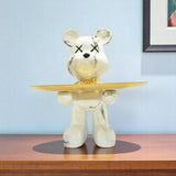 8" Off White And Gold Resin Tabletop Sculpture