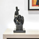 6" Black Resin Hand Tabletop Sculpture