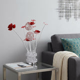 21" Silver and Clear Metal and Faux Crystal Geometric And Roses Bedside Lamp