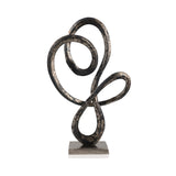 20" Black and Silver Aluminum Modern Abstract Tabletop Sculpture
