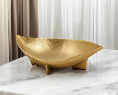 16" Gold Aluminum Oval Eye Shaped Centerpiece Bowl
