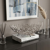 22" Silver Aluminum Faux Coral Oval Centerpiece Bowl