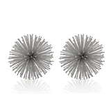 Set of Two Silver Iron Decorative Spiky Sphere Tabletop Sculpture