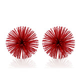 Set of Two Red Iron Decorative Spiky Sphere Tabletop Sculpture