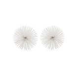 Set of Two White Iron Decorative Spiky Sphere Tabletop Sculpture