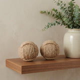Set of Two Natural Jute Decorative Orb Tabletop Sculpture