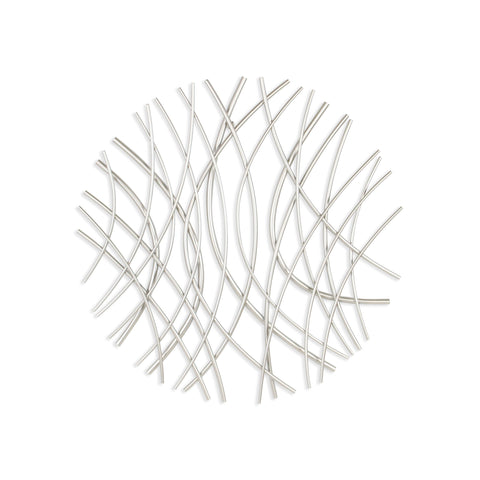24" X 24" Silver Metal Circle Abstract Hanging Dimensional Sculpture