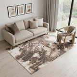 5' X 7' Tan Abstract Power Loom Area Rug
