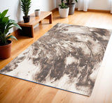 4' X 6' Tan Abstract Power Loom Area Rug