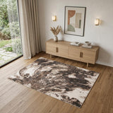 4' X 6' Tan Abstract Power Loom Area Rug