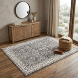 4' X 6' Gray Floral Power Loom Area Rug