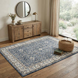 4' X 6' Blue Floral Power Loom Area Rug