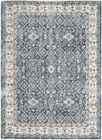 4' X 6' Blue Floral Power Loom Area Rug