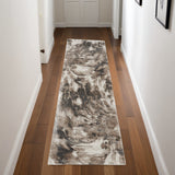 8' Tan Abstract Power Loom Runner Rug