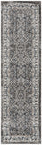 8' Teal Ivory And Gray Floral Medallion Runner Rug