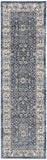8' Teal Ivory And Gray Floral Medallion Runner Rug
