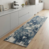 8' Blue Abstract Power Loom Runner Rug