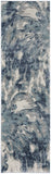 8' Blue Abstract Power Loom Runner Rug
