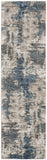 8' Blue Abstract Power Loom Runner Rug
