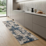 8' Blue Abstract Power Loom Runner Rug